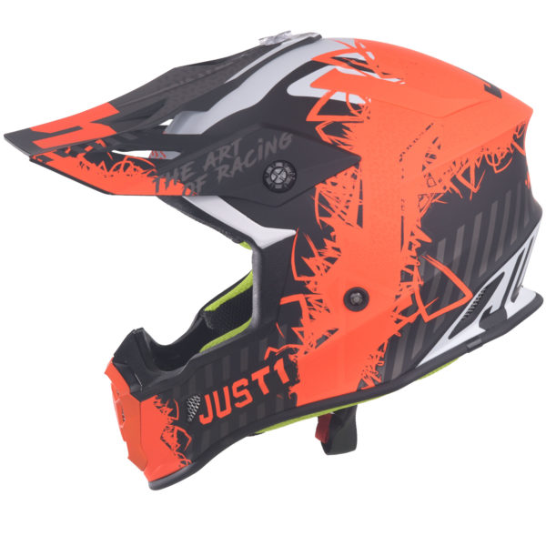 Just1 J38 MX Helmet Mask Fluo Orange/Titanium/Black Matt - Small - Image 3