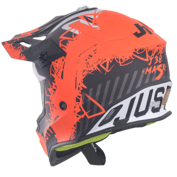 Just1 J38 MX Helmet Mask Fluo Orange/Titanium/Black Matt - Small - Image 4