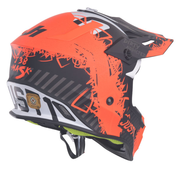 Just1 J38 MX Helmet Mask Fluo Orange/Titanium/Black Matt - Small - Image 15