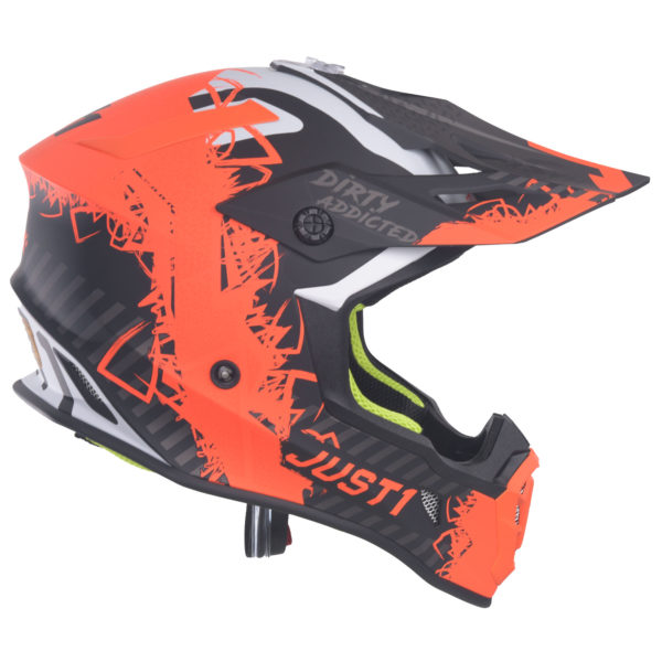 Just1 J38 MX Helmet Mask Fluo Orange/Titanium/Black Matt - Small - Image 6