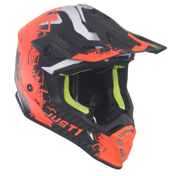 Just1 J38 MX Helmet Mask Fluo Orange/Titanium/Black Matt - Small - Image 14