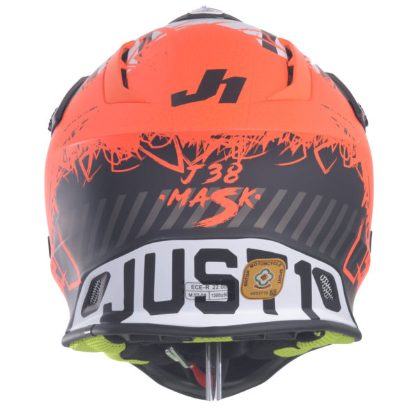 Just1 J38 MX Helmet Mask Fluo Orange/Titanium/Black Matt - Small - Image 8