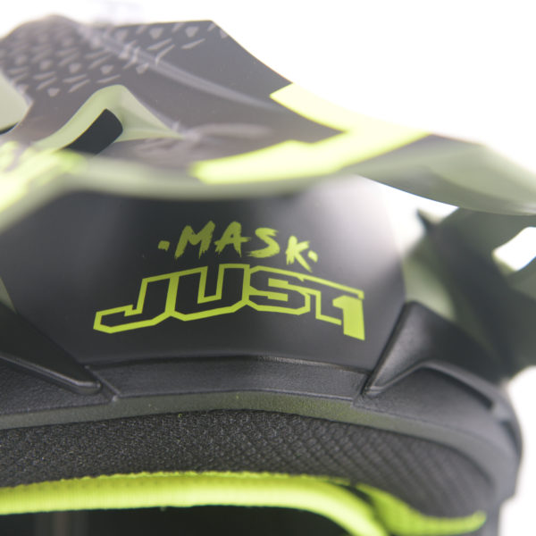 Just1 J38 MX Helmet Mask Fluo Yellow/Black/Army Green Matt - Large - Image 10