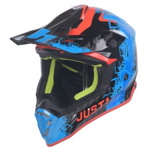 Just1 J38 MX Helmet Mask Blue/Red/Black Gloss – Large