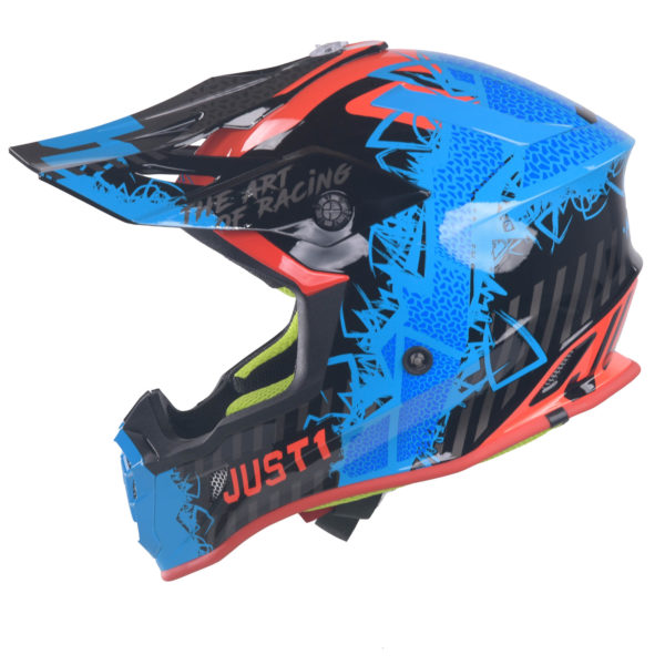 Just1 J38 MX Helmet Mask Blue/Red/Black Gloss - Large - Image 3