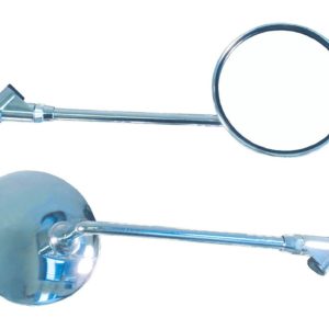 Bike It Universal Chrome Round Mirror With 8/10mm Thread, Removable Knuckle And Adaptors