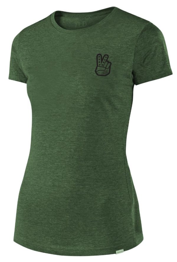 Troy Lee Designs Womens Peace and Wheelies T-Shirt - Olive - Small - Image 2