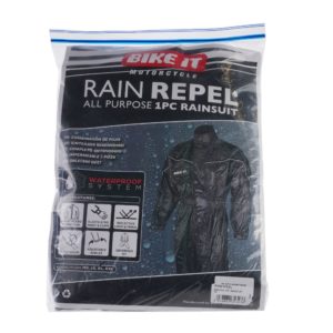 BikeTek One Piece Black Rainsuit – L