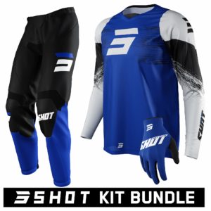 Shot RAW Burst Blue Kit Bundle (Jersey: Small, Pants: 30″ Waist, Gloves: Not included)
