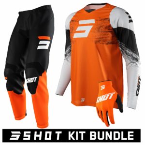Shot RAW Burst Neon Orange Kit Bundle (Jersey: Small, Pants: 30″ Waist, Gloves: Not included)