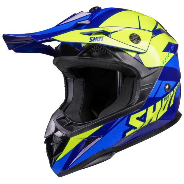 Shot MX Helmet Pulse Revenge Navy Neon Yellow Blue Glossy [Small]