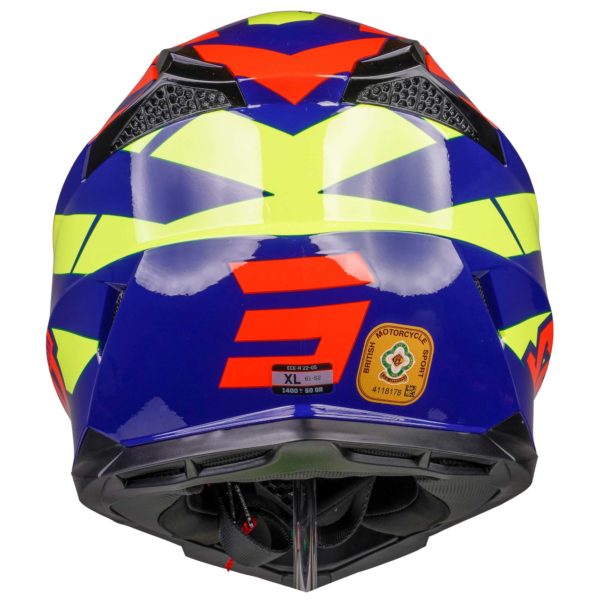 Shot MX Helmet Pulse Revenge Navy Orange Neon Yellow Glossy [Small] - Image 4