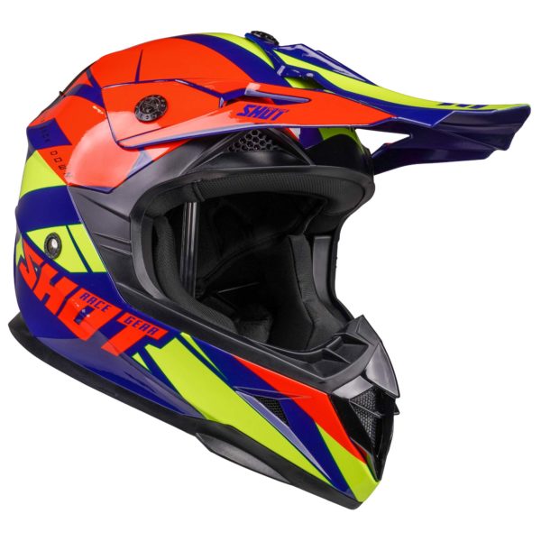 Shot MX Helmet Pulse Revenge Navy Orange Neon Yellow Glossy [Small] - Image 7