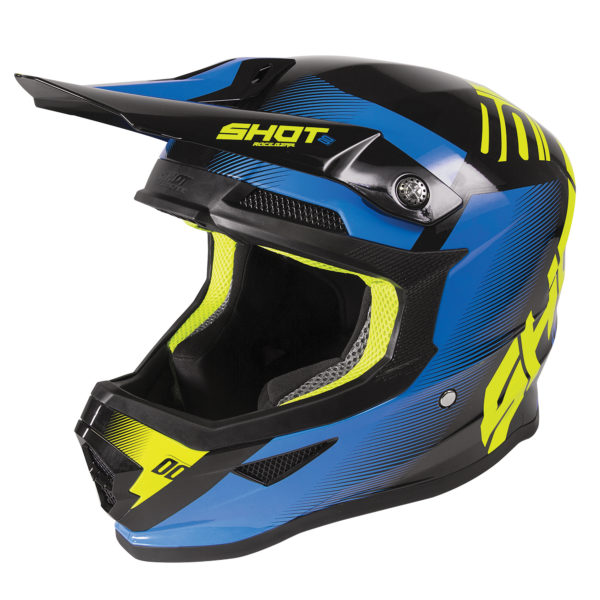 Shot Furious MX Helmet Adult - Trust Black Blue Neon Yellow Glossy - S