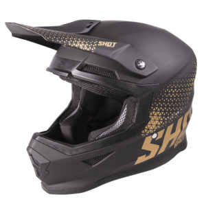 Shot Furious MX Helmet Adult – Raw Black Gold Matt – S