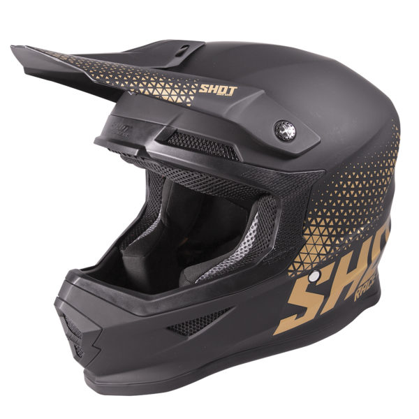 Shot Furious MX Helmet Adult - Raw Black Gold Matt - S