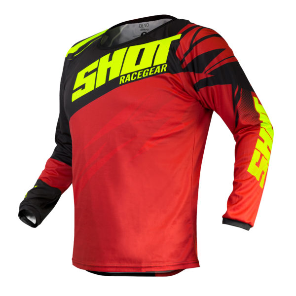 Shot Devo MX Jersey Adult - Ventury Red Neon Yellow - S