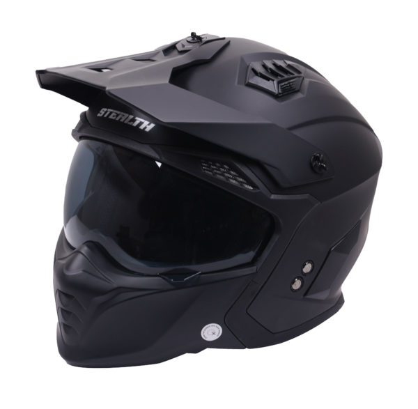 Stealth Fighter Multi Function Motorcycle Full & Open Face Helmet - Matt Black Large - Image 9