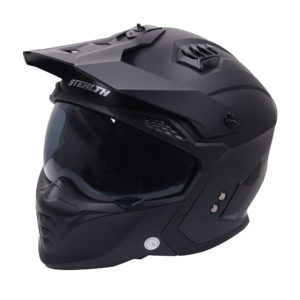Stealth Fighter Multi Function Motorcycle Full & Open Face Helmet – Matt Black Large