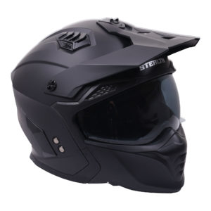 Stealth Fighter Multi Function Motorcycle Full & Open Face Helmet – Matt Black Large