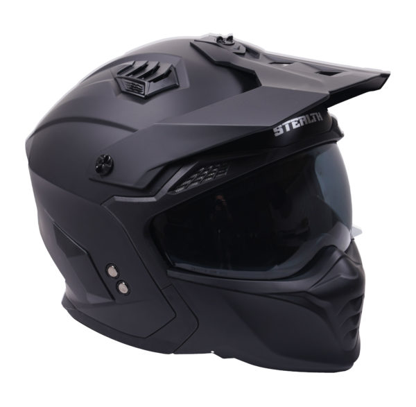 Stealth Fighter Multi Function Motorcycle Full & Open Face Helmet - Matt Black Large - Image 2