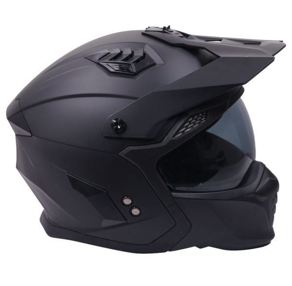 Stealth Fighter Multi Function Motorcycle Full & Open Face Helmet - Matt Black Large - Image 3