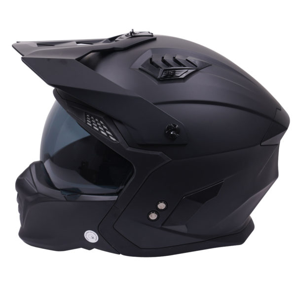 Stealth Fighter Multi Function Motorcycle Full & Open Face Helmet - Matt Black Large - Image 4