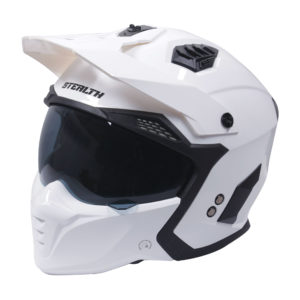 Stealth Fighter Multi Function Motorcycle Full & Open Face Helmet – Gloss White Large