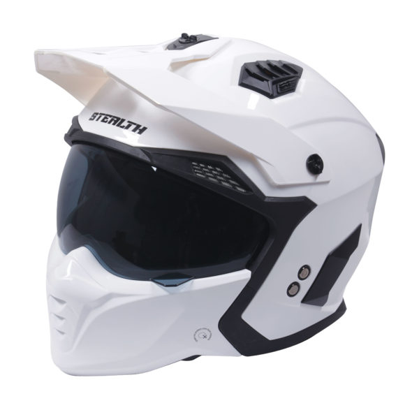 Stealth Fighter Multi Function Motorcycle Full & Open Face Helmet - Gloss White Large