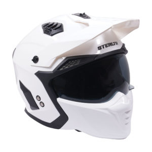 Stealth Fighter Multi Function Motorcycle Full & Open Face Helmet – Gloss White Large