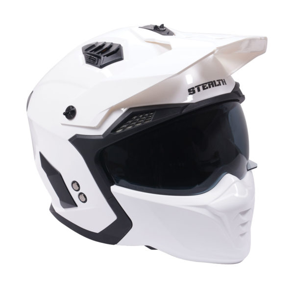 Stealth Fighter Multi Function Motorcycle Full & Open Face Helmet - Gloss White Large - Image 2