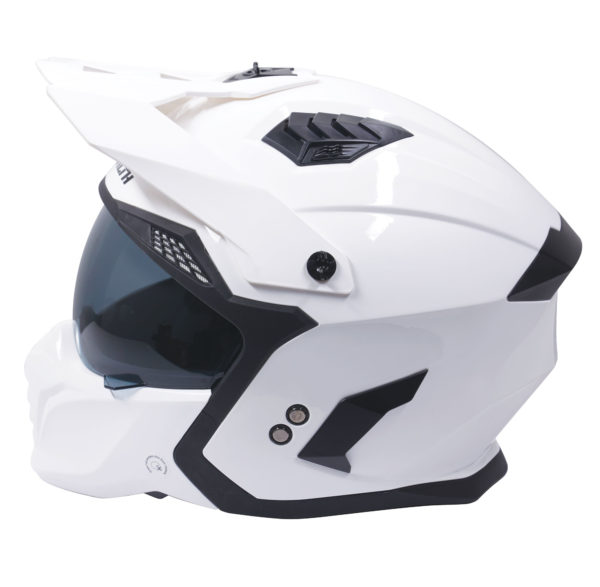 Stealth Fighter Multi Function Motorcycle Full & Open Face Helmet - Gloss White Large - Image 4