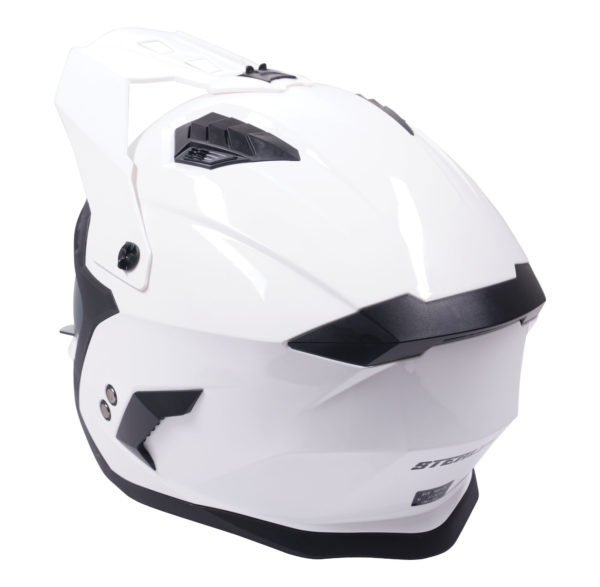 Stealth Fighter Multi Function Motorcycle Full & Open Face Helmet - Gloss White Large - Image 5
