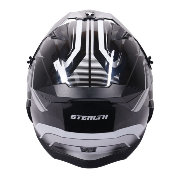 Stealth Fighter Multi Function Motorcycle Full & Open Face Helmet Graphic Orbit Black & Silver Gloss  Large - Image 7