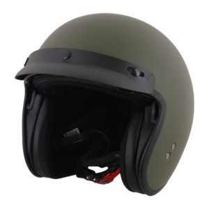 Stealth HS391 Peaked Open Face Helmet Matt Green – Large