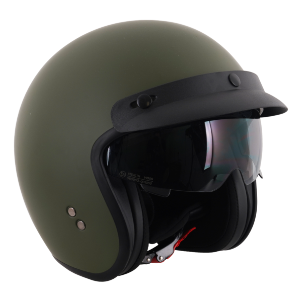 Stealth HS391 Peaked Open Face Helmet Matt Green - Large - Image 10