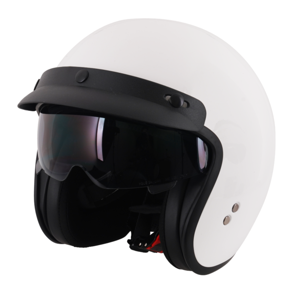 Stealth Open Face Helmet With Peak - Gloss White - Large - Image 7