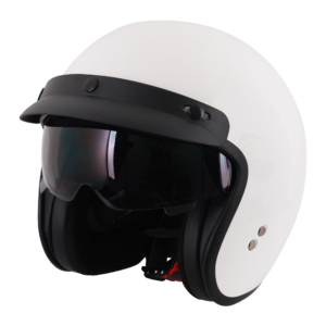 Stealth Open Face Helmet With Peak – Gloss White – Large