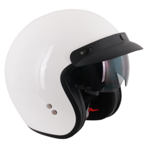 Stealth Open Face Helmet With Peak – Gloss White – Large