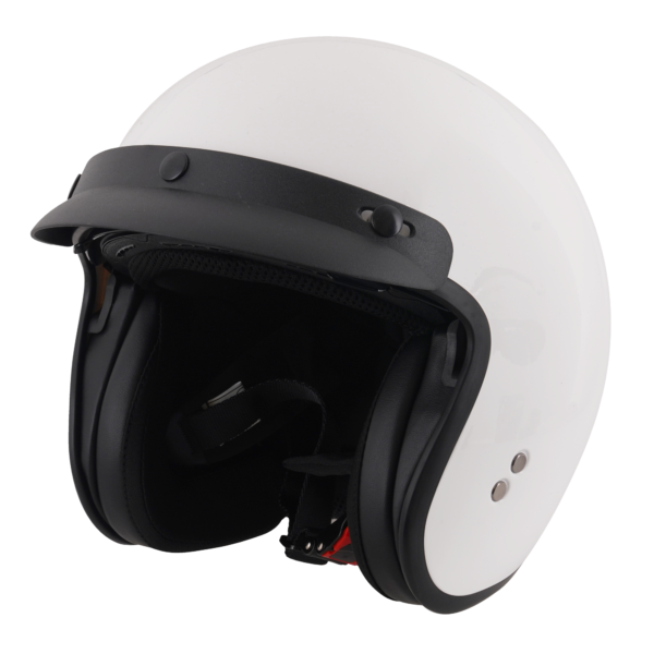 Stealth Open Face Helmet With Peak - Gloss White - Large - Image 10