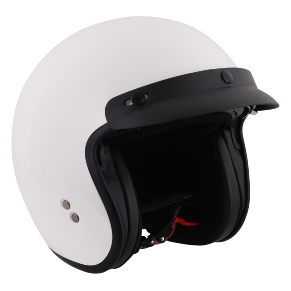 Stealth Open Face Helmet With Peak - Gloss White - Large - Image 9