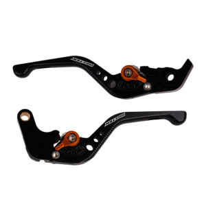 BikeTek Adjustable CNC Short Lever Set Black with Gold Adjuster – #266