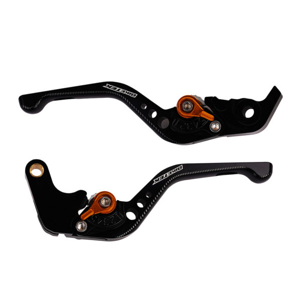 BikeTek Adjustable CNC Short Lever Set Black with Gold Adjuster - #270
