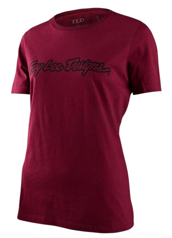 Troy Lee Designs Womens Signature Short Sleeved T-Shirt - Maroon - Small - Image 2