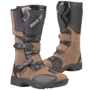 Bike It ‘Triple-Black’ Motorcycle Adventure Boots (Brown) – UK6 / EUR40