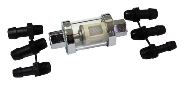 Glass Fuel Filter With 1/4in 5/16in and 3/8in Adaptors