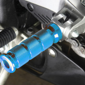 BikeTek Alloy Round Sports Footpegs Kawasaki Pillion Blue