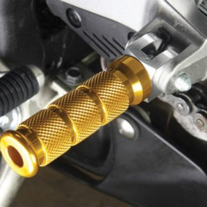 BikeTek Alloy Round Sports Footpegs Kawasaki Rider Gold