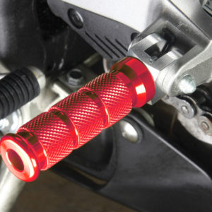 BikeTek Alloy Round Sports Footpegs Suzuki Rider/Pillion Red Type 1