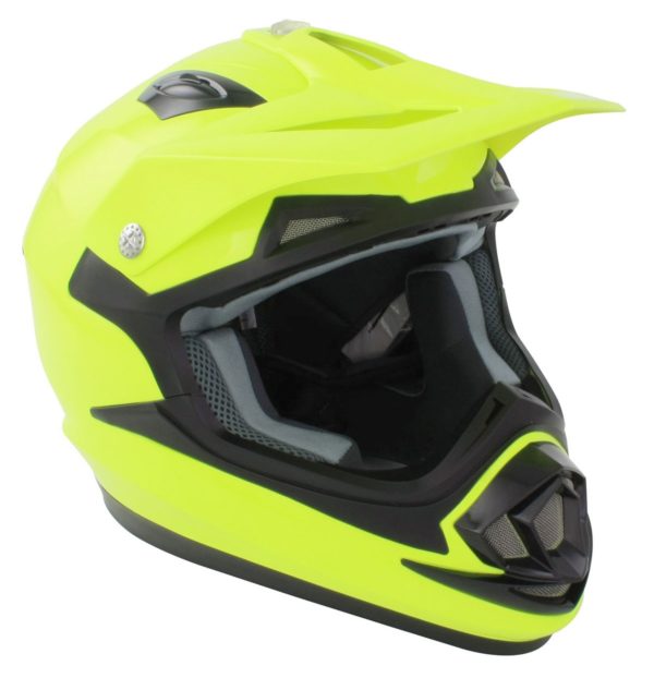 GSB XP-14B Adult MX Off Road Helmet Plain Fluoro Yellow Gloss - Large